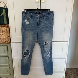 Hollister Faded Blue Ripped Skinny Jeans